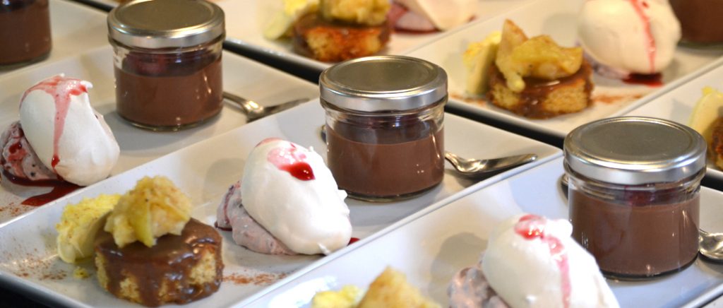 Dessert trio at a private event in cornwall.